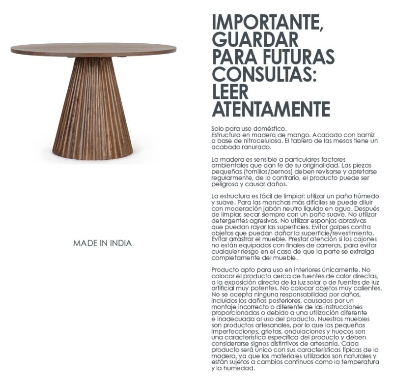 Orissa - Mesa de comedor redonda de 120 cm Avellana - Imagen 10