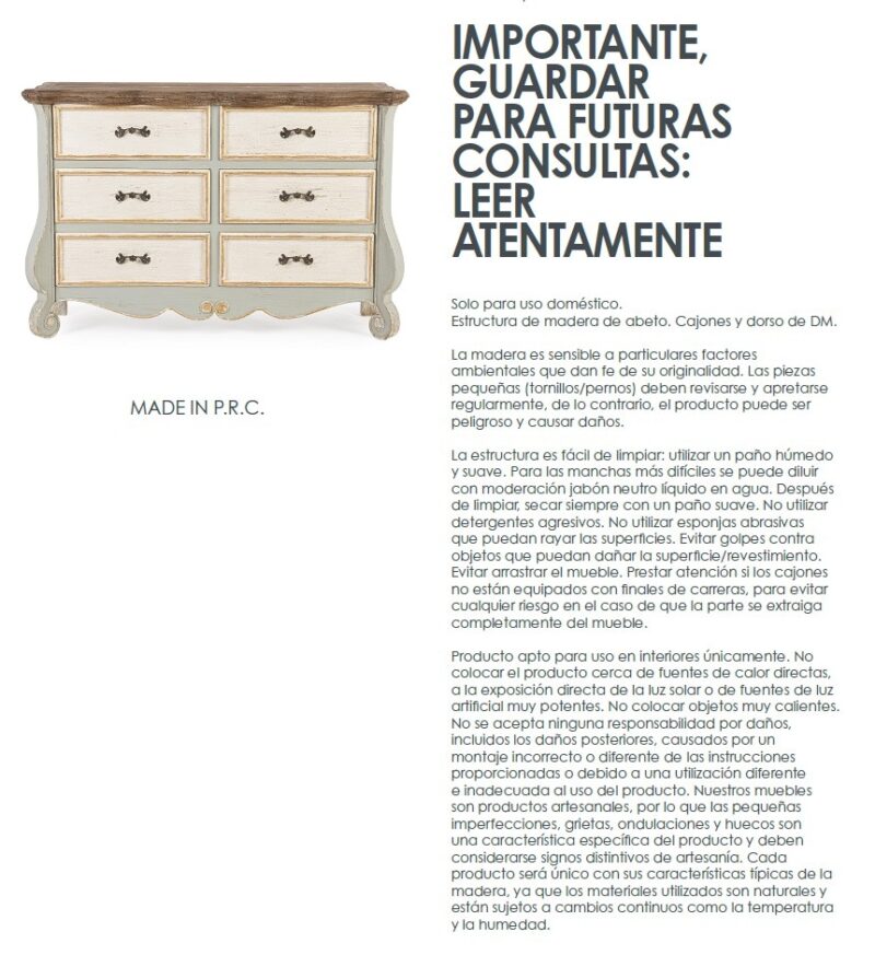 Madeleine - Cómoda de 135 cm 6C - Imagen 9