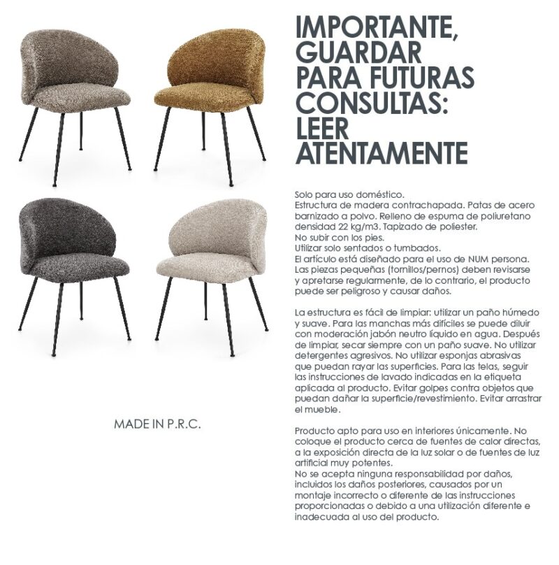 Gesien - Silla tapizado Ocre - Imagen 10
