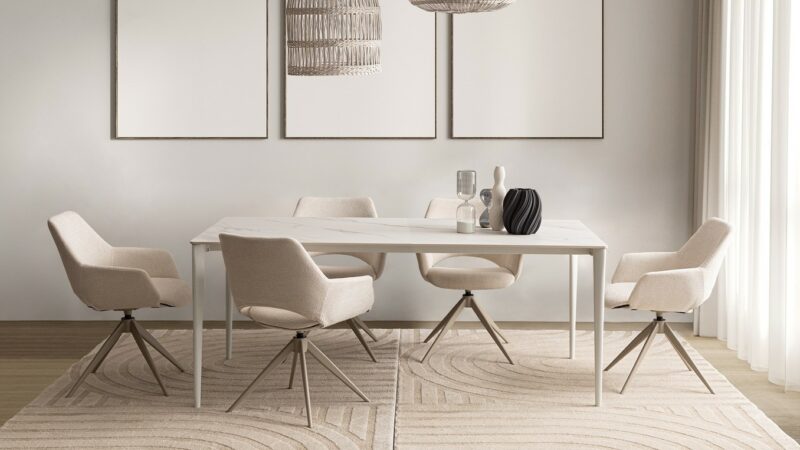 Vivian - Silla de comedor tapizado Crema - Imagen 10