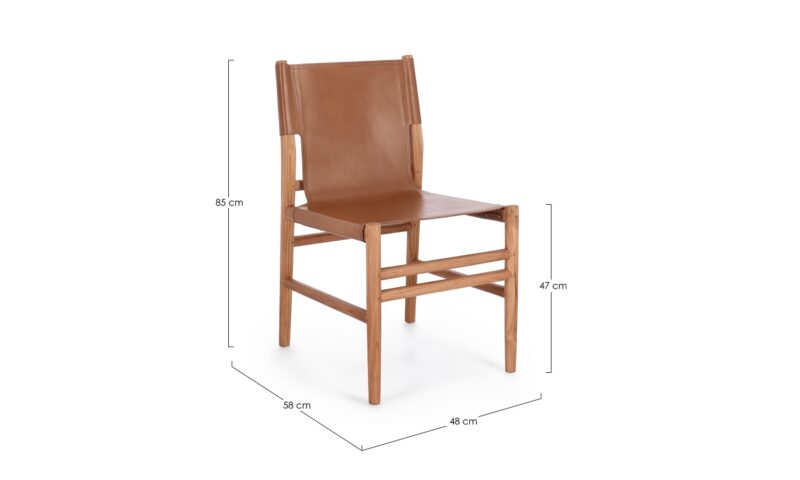 Caroline - Silla de comedor, Teca/Coñac - Imagen 6