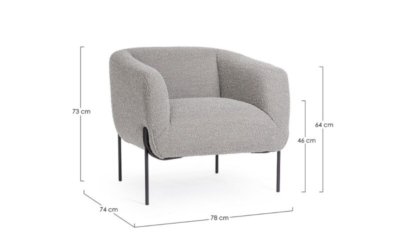 Claudine - Sillón tapizado, Negro/Gris (Pack 2 uds) - Imagen 6