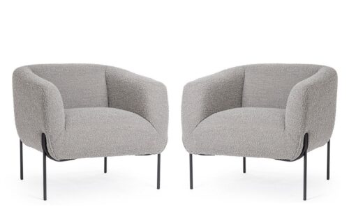 Claudine - Sillón tapizado, Negro/Gris (Pack 2 uds)