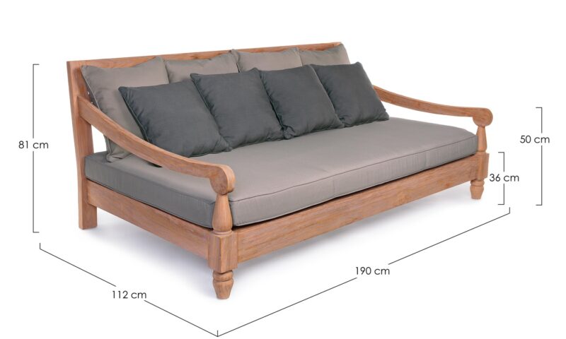Bali - Sofá para exterior de 190 cm, Stone - Imagen 5