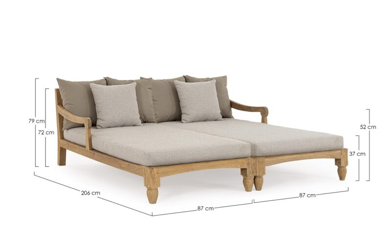 Bali - Daybed para exterior de 206 cm, Natural - Imagen 7
