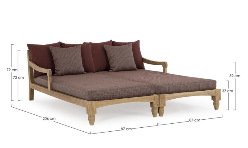 Bali - Daybed para exterior de 206 cm, Wine - Imagen 7