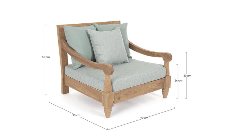 Bali - Sillón para exterior de 90 cm, Aqua - Imagen 5