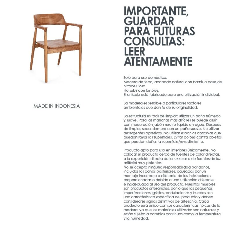Suzy - Silla de teca - Natural (Pack 2 uds) - Imagen 12