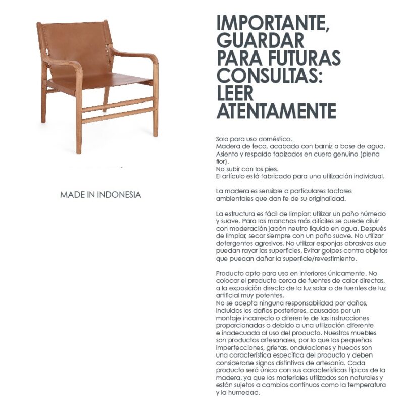 Caroline - Sillón Lounge, Teca/Coñac (Pack 2 ud) - Imagen 13