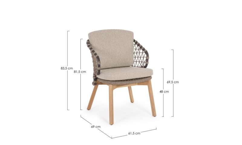 Eularia - Silla para exterior Antracia/Teca (Pack 2 uds) - Imagen 6