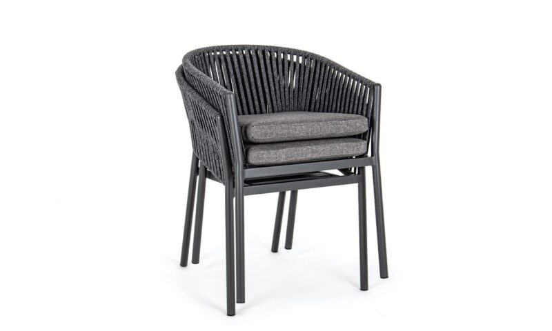 Florencia - Silla para exterior, Antracita (Pack 4 uds) - Apilables - Imagen 5