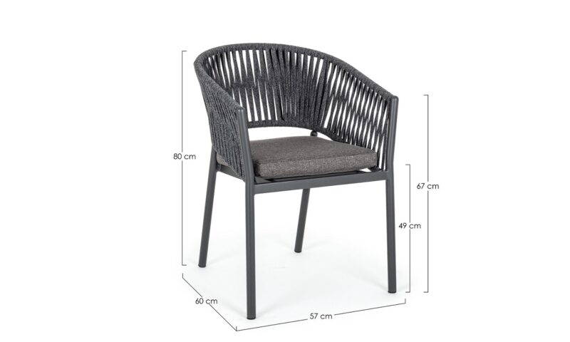 Florencia - Silla para exterior, Antracita (Pack 4 uds) - Apilables - Imagen 6