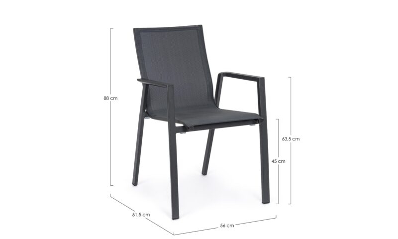 Krion - Silla para exterior, Antracita (Pack 4 uds) - Apilables - Imagen 6