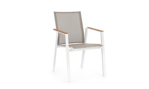 Camerón - Silla para exterior, Blanco (Pack 4 uds) - Apilables