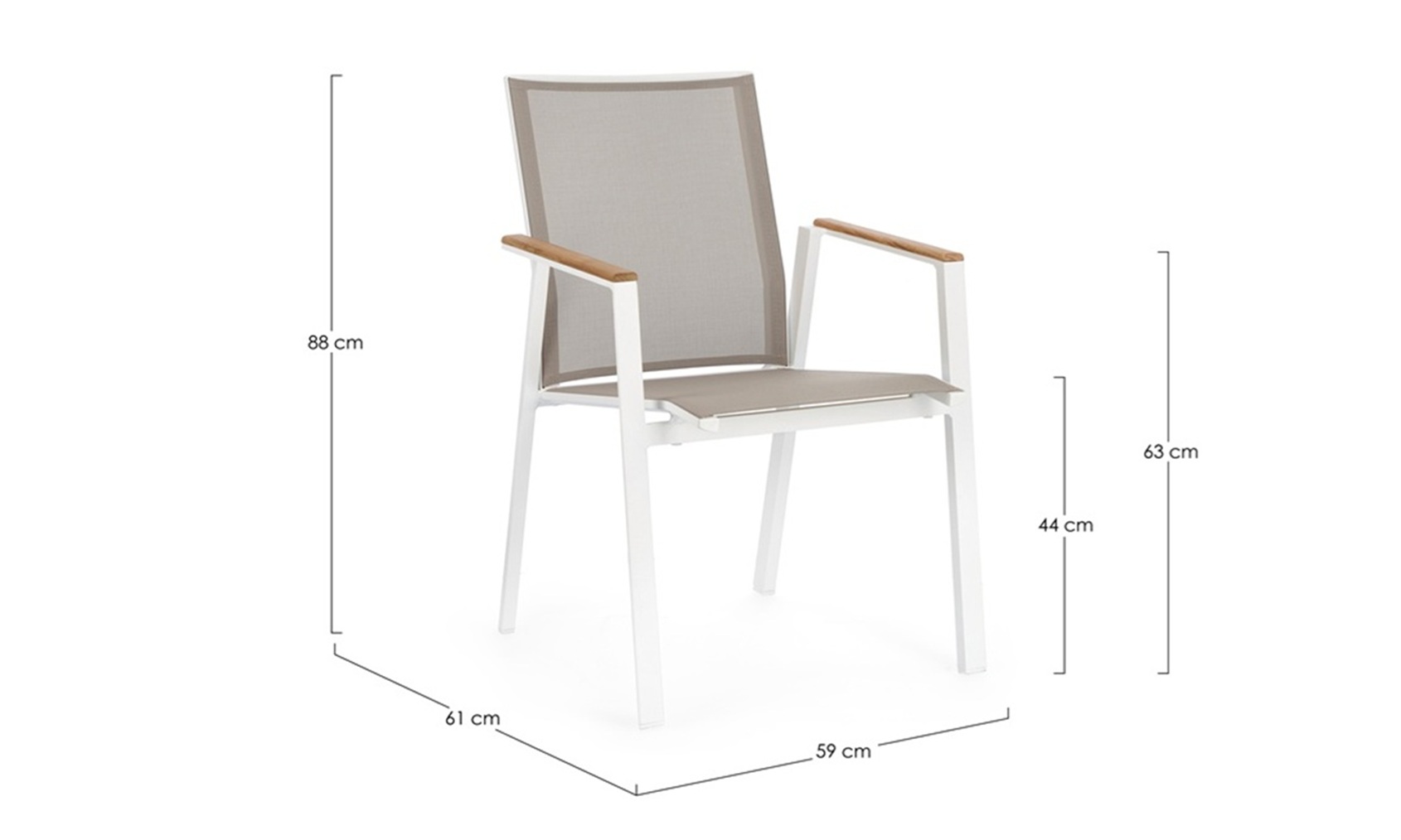 Camerón - Silla para exterior, Blanco (Pack 4 uds) - Apilables - Imagen 6