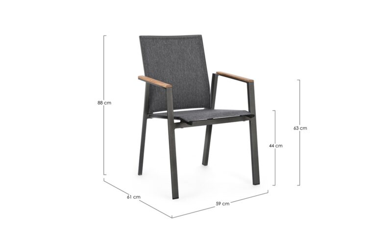 Camerón - Silla para exterior, Antracita (Pack 4 uds) - Apilables - Imagen 6