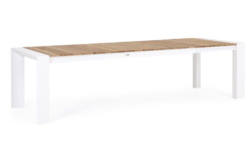 Camerón - Mesa para exterior de 228 (294) cm Blanco/Teca