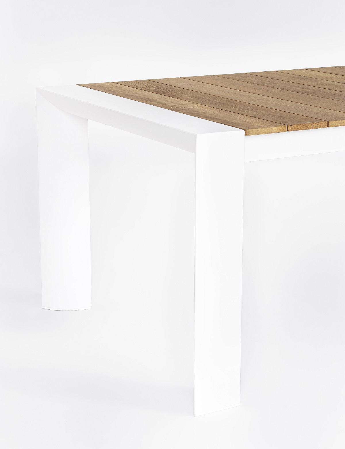 Camerón - Mesa para exterior de 228 (294) cm Blanco/Teca - Imagen 6