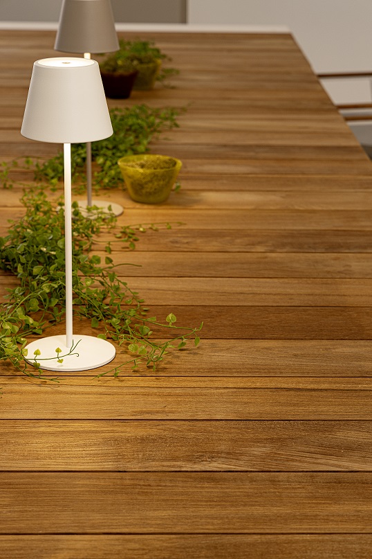 Camerón - Mesa para exterior de 228 (294) cm Blanco/Teca - Imagen 11