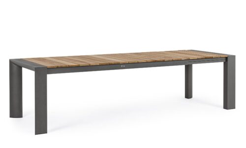 Camerón - Mesa para exterior de 228 (294) cm Antracita/Teca