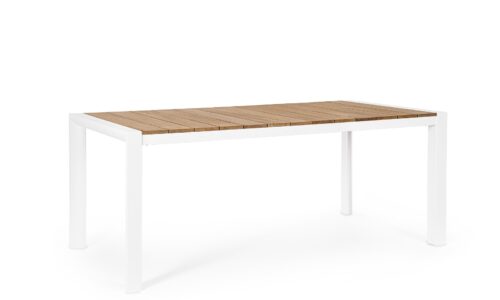 Camerón - Mesa para exterior de 180 cm Blanco/Teca