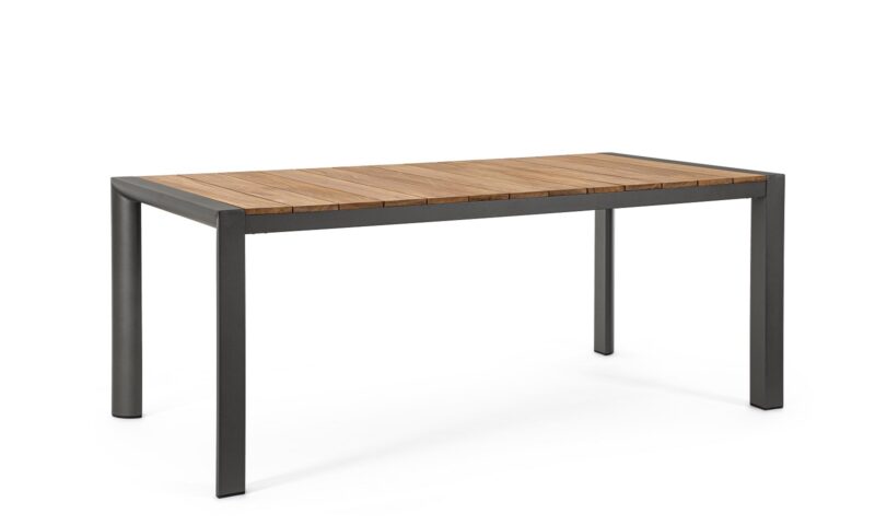 Camerón - Mesa para exterior de 180 cm Antracita/Teca