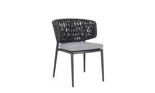Noelia - Silla para exterior, Antracita (Pack 4 uds) - Apilables