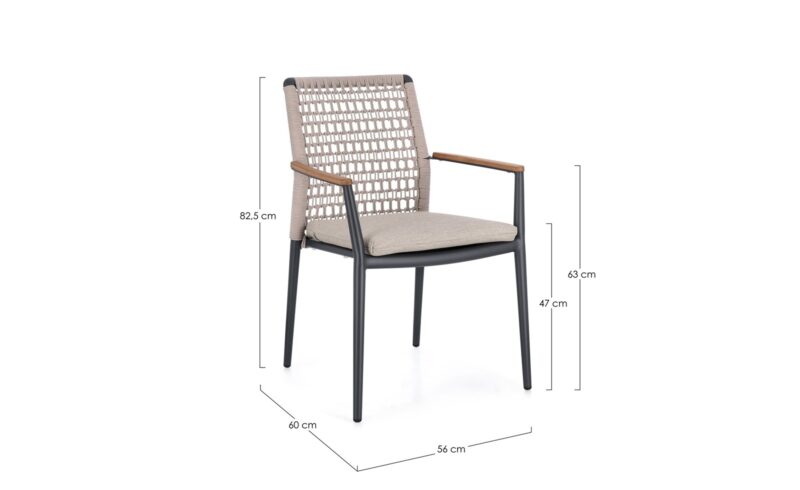 Maddox - Silla para exterior, Antracita (Pack 4 uds) - Apilables - Imagen 7