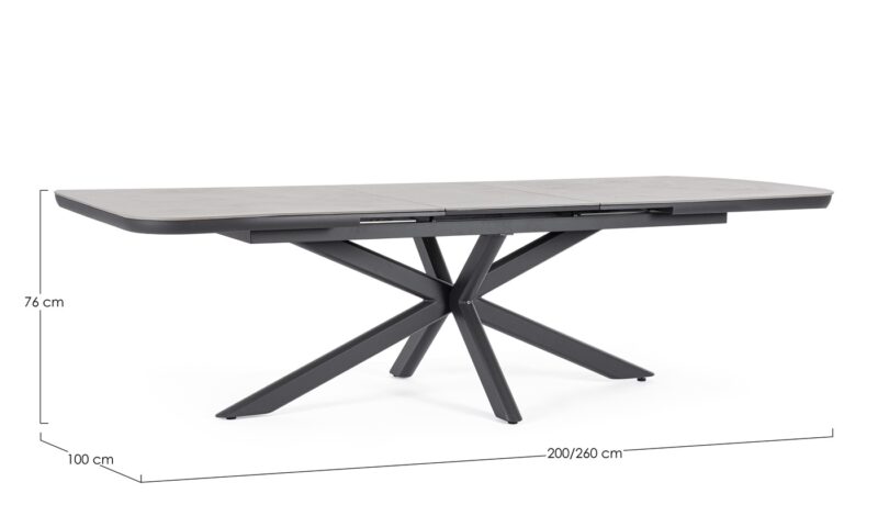 Pascal - Mesa de exterior de 200 (ext. 260) x 100 cm Antracita - Imagen 5