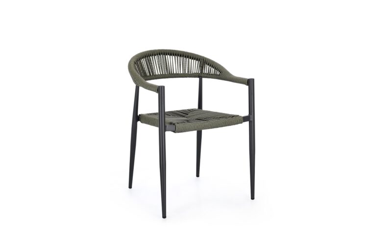 Jandia - Silla para exterior - Antracita/Verde (Pack 4 uds)