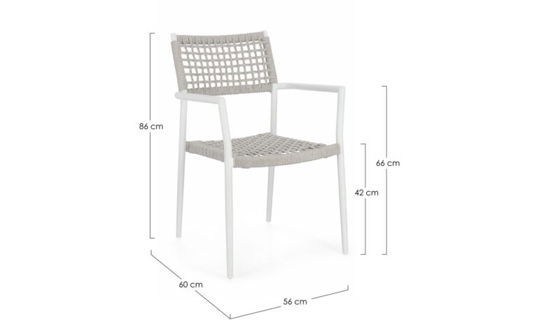Caleta - Silla para exterior - Blanco/Gris (Pack 4 uds) - Imagen 7
