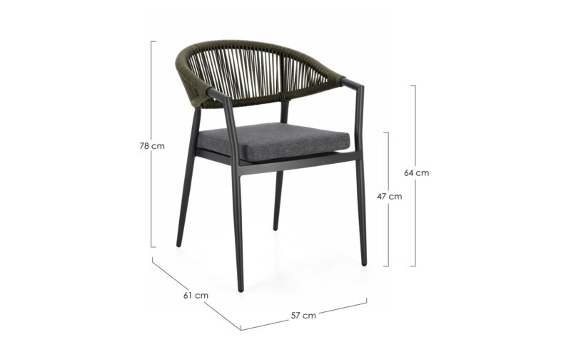 Millor - Silla para exterior - Antracita/Verde (Pack 4 uds) - Imagen 7