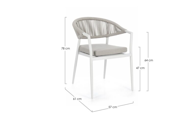 Millor - Silla para exterior - Blanco/Gris (Pack 4 uds) - Imagen 7