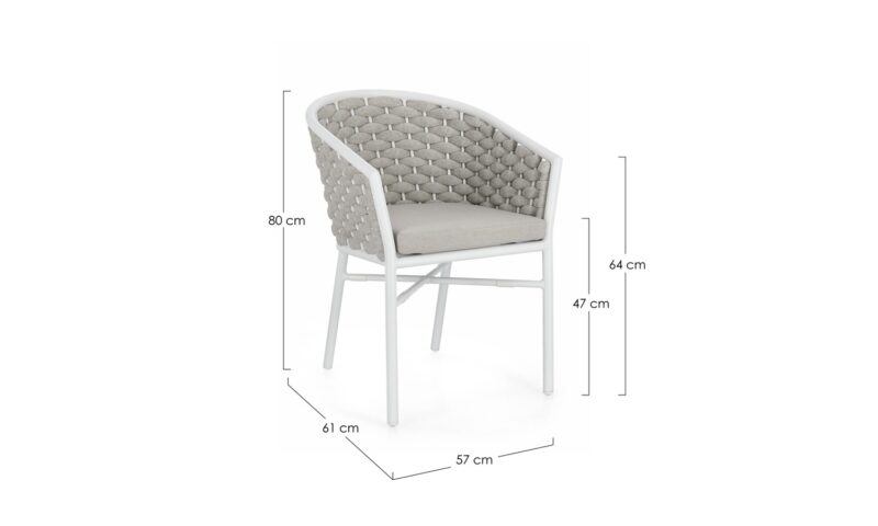Margalida - Silla para exterior - Blanco/Gris (Pack 4 uds) - Imagen 7