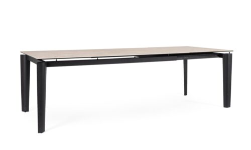 Asiri - Mesa de comedor de 180 (ext. 250) x 100 cm Negro