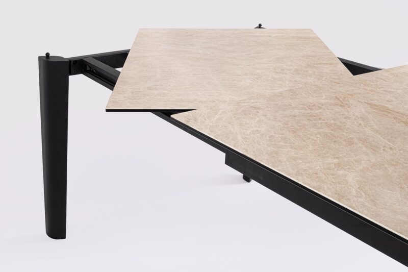 Asiri - Mesa de comedor de 180 (ext. 250) x 100 cm Negro - Imagen 6