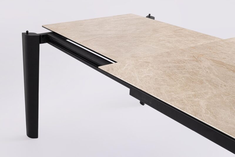 Asiri - Mesa de comedor de 180 (ext. 250) x 100 cm Negro - Imagen 5