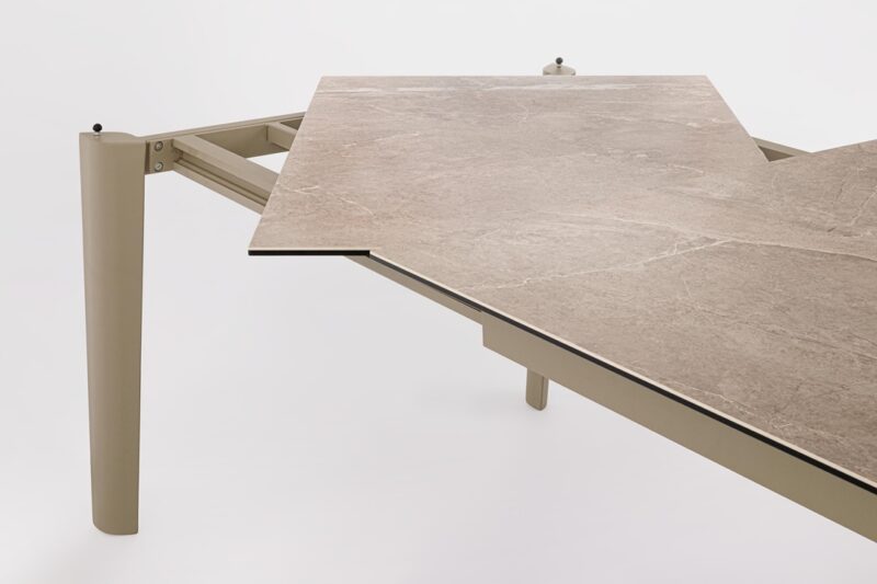 Asiri - Mesa de comedor de 180 (ext. 250) x 100 cm Beige - Imagen 6