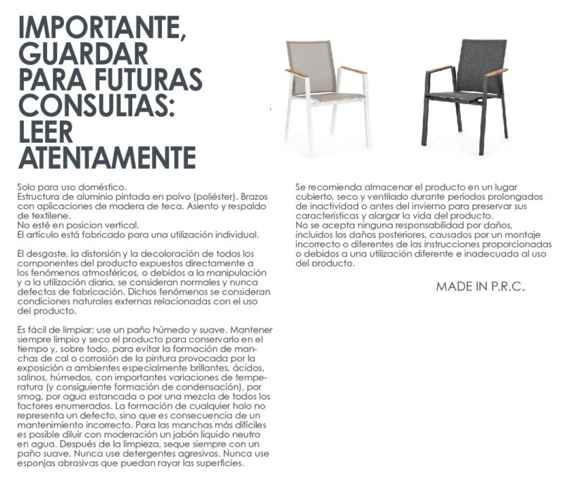 Camerón - Silla para exterior, Antracita (Pack 4 uds) - Apilables - Imagen 12