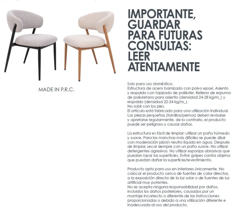 Cassandra - Silla Natural/Lino (Apilables) - Imagen 3