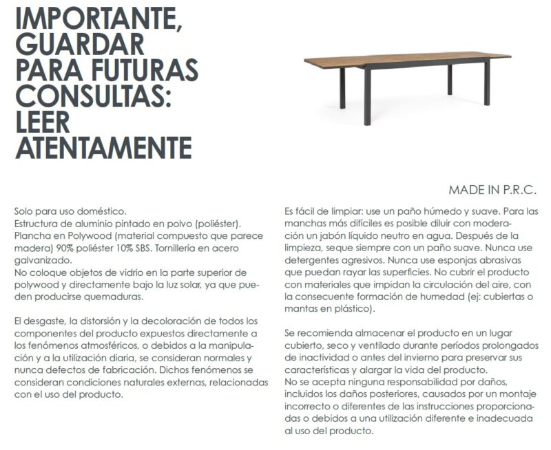Elias - Mesa para exterior de 200 cm (Ext. 300) Antracita - Imagen 12