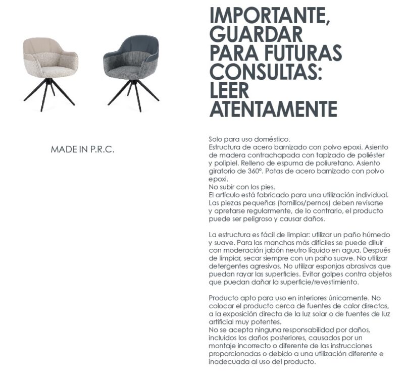Isotta - Silla tapizado Gris azulado/Azul - Imagen 8