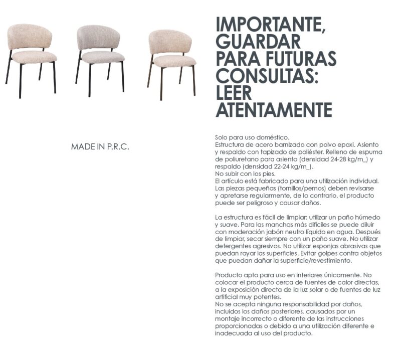 Prisca - Silla tapizado Bronce/Sand - Apilable - Imagen 3